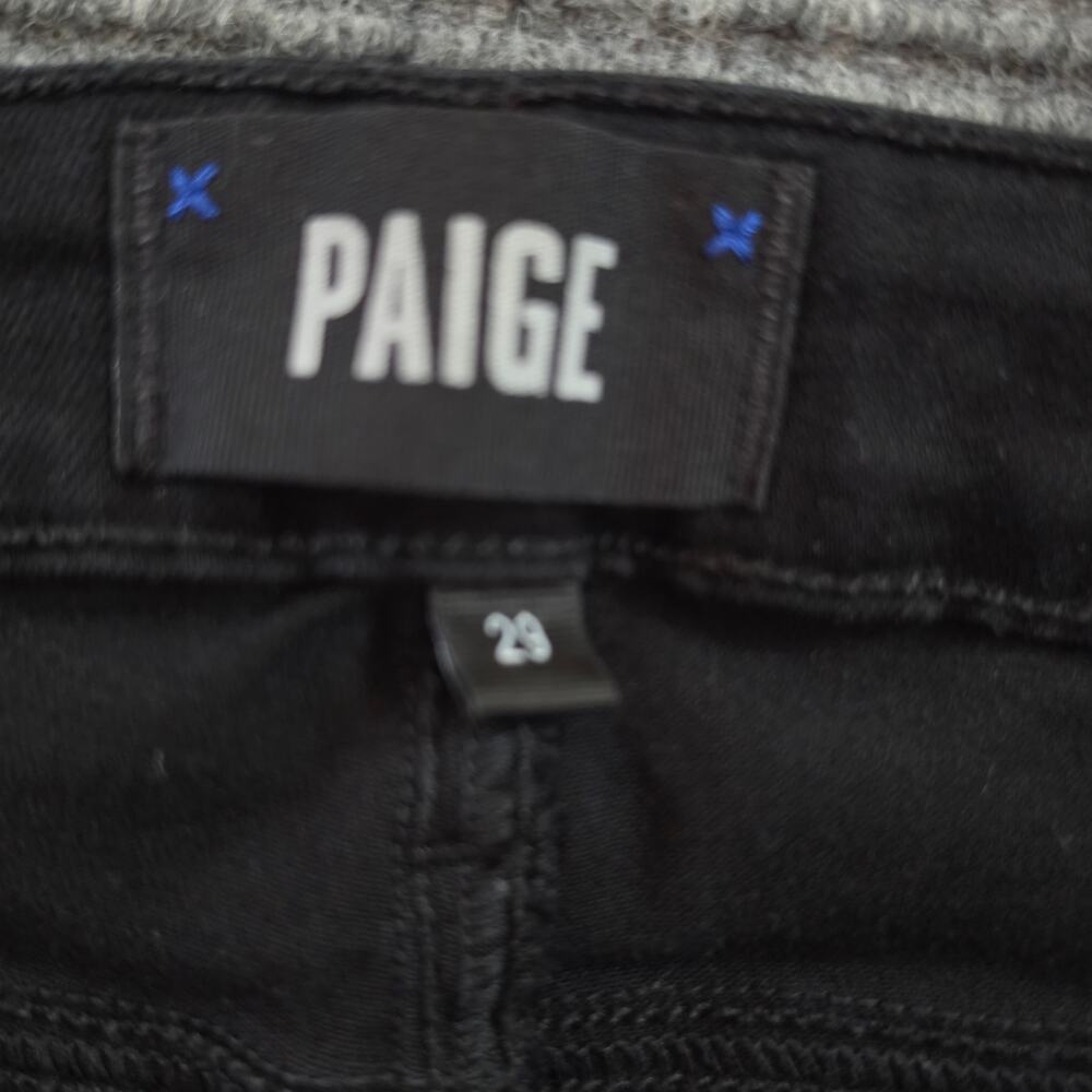 PAIGE Size 29 Leggy Ultra Skinny Black Denim Stretch Jeans - Picture 7 of 11